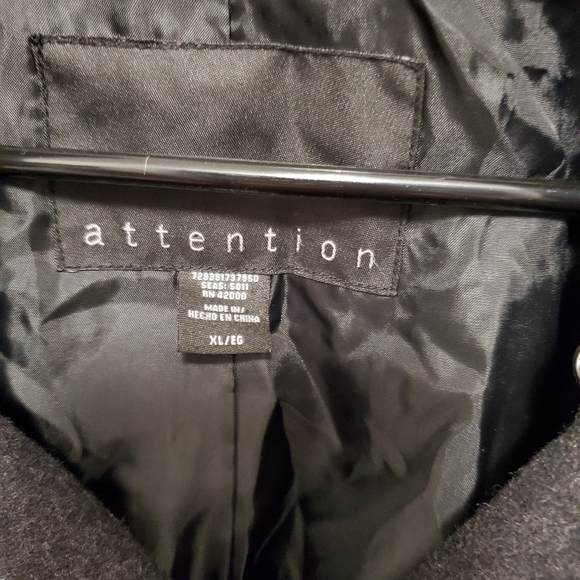 Attention woman's black Wool pea coat sz XL - Picture 2 of 9